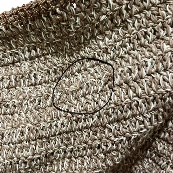 Free People Got Me in Stitches Tote Bag Brown One Size Boho Slouchy Crochet - Picture 11 of 13